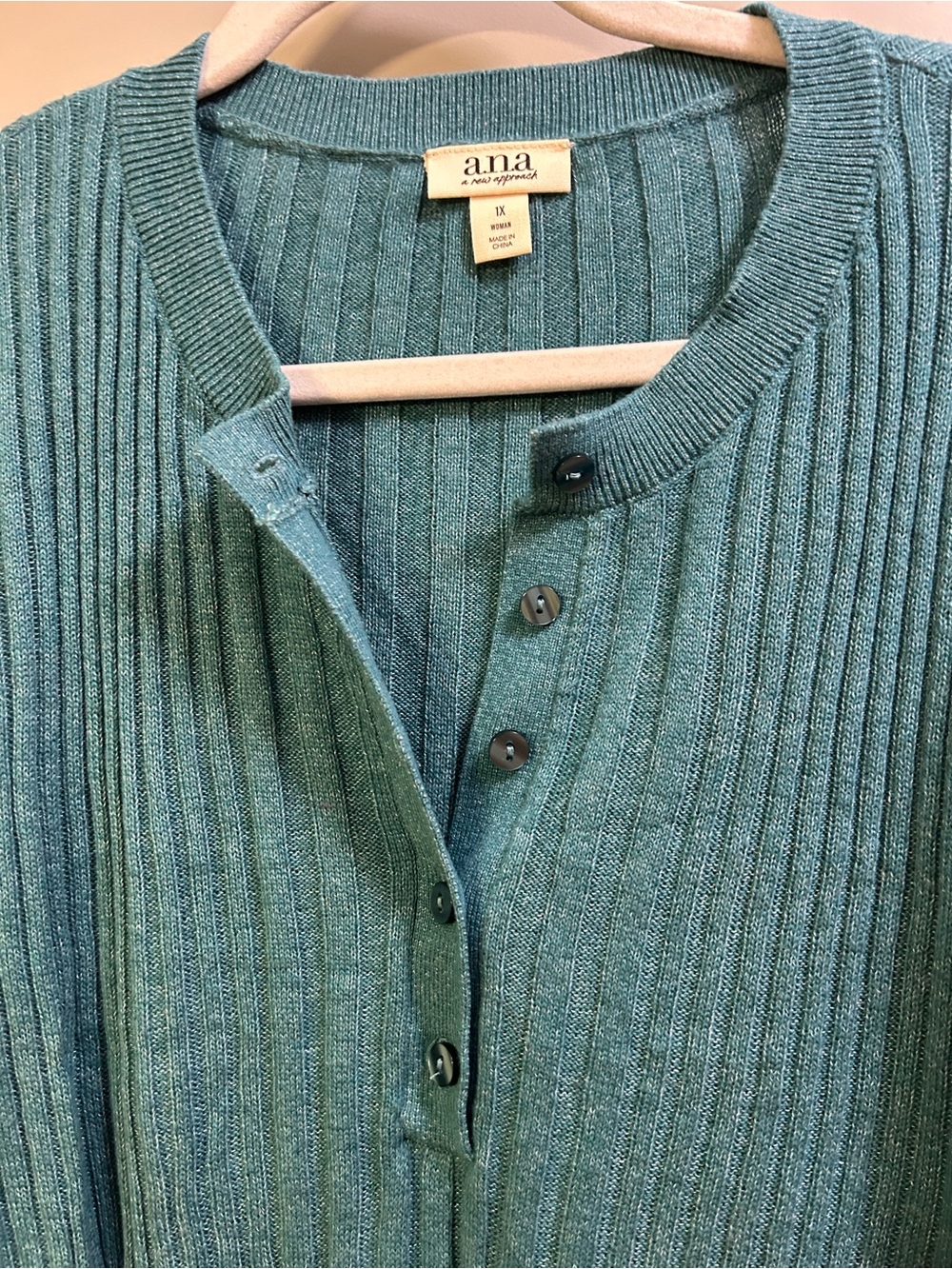 Anthropologie Teal Ribbed Button Cardigan